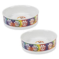 Bone Dry Ceramic Food Bowls, Non-Slip & Dishwasher Safe, Large Set, 7.5x2.4, Peace Paw, 2 Count - color: Peace Paw, size: Large Set, 7.5x2.4"