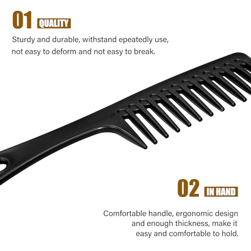 MODENGKONGJIAN 4PCS Wide Tooth Comb, Large Hair Detangling Comb Styling Comb for Curly, Wet, Long Hair with Handgrip (Black & Pink) - color: Black & Pink - 4PCS Wide Tooth