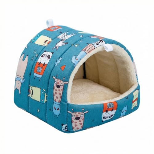 Guinea Pig Hideout 9.84 Inch, 4 Pack Small Animal Bed with Secure Hooks, Washable Fleece House for Guinea Pigs, Rabbits, Chinchillas, Hedgehog, Hamsters, Ferrets (Multi Patterns) - size: Large