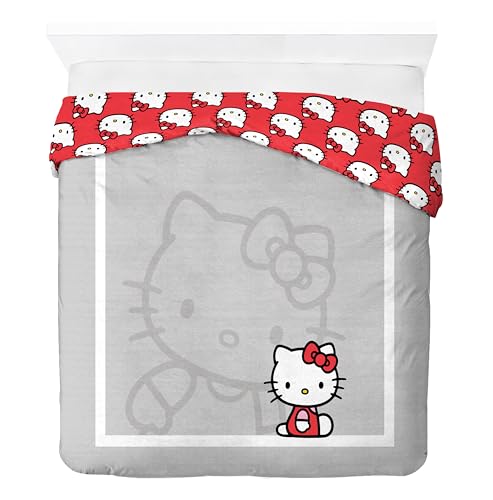 Jay Franco Duvet Cover Set – 3 Piece Comforter Cover and Sham Set, Super Soft Cozy Bedding (Insert Not Included) Grey - Hello Kitty, Full - color: Grey - Hello Kitty, size: Full