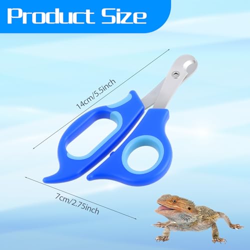 Stainless Steel Bearded Dragon Claw Trimmer, Reptile Clippers for Small Reptiles, Turtle, Chameleon, Hedgehog(Blue)