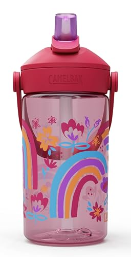 CamelBak Thrive Flip Straw Kids Water Bottle with Bite Valve, Tritan Renew Design for School and Travel, 14oz, Rainbow Floral - color: Rainbow Floral