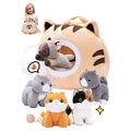 Cat Stuffed Animal House with 5 Soft Cat Toys for Kids, Portable Gift Set - color: Cat