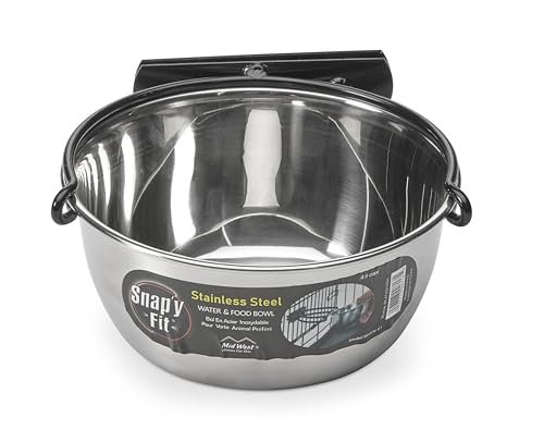 MidWest Homes for Pets Snap'y Fit Stainless Steel Food or Water Bowl, Holds 1 Quart, Mounts to Wire Crates, No-Tip Design, Rust-Resistant, for Dogs and Cats - size: 1 Quart (4 cups)