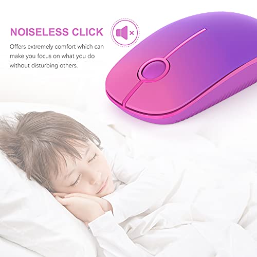 VssoPlor Wireless Mouse, 2.4G Slim Computer Laptop Mouse, Gradient Purple | Portable Mouse, Plug & Play USB Nano Receiver, Quiet Silent Optical Mice for Notebook, PC, Laptop, Computer, Windows, Mac - color: Gradient Purple