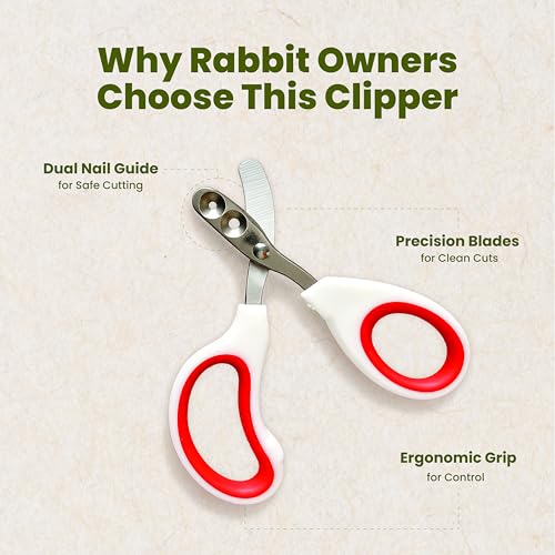 Rabbit Nail Clippers with 2 Size Safety Guide by Steel & Cedar – Professional Bunny Nail Trimmer for Safe & Precise Grooming – Stainless Steel Clippers for Rabbits, Guinea Pigs & Small Pets