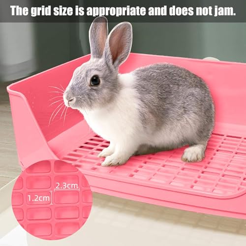 kathson Large Rabbit Litter Box Trainer, Potty Corner Toilet with Drawer Bigger Pet Pan for Adult Hamster, Guinea Pig, Ferret, Galesaur, Bunny and Other Animals (Pink) - size: Pink