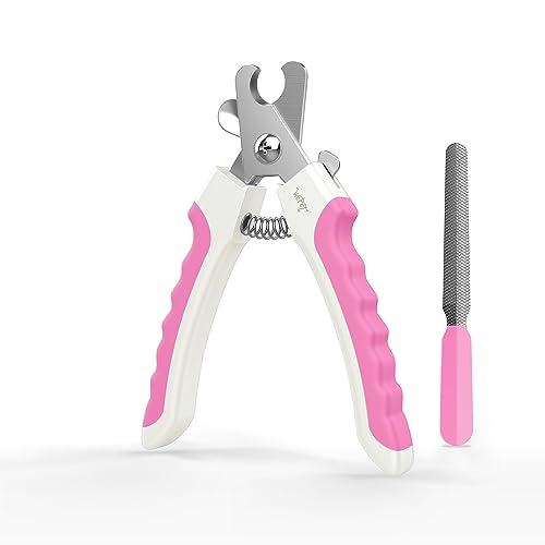 Dog Nail Clippers U10.1, Dog Nail Trimmer Large Breed with Quick Sensor, Razor Sharp Blade Professional Pet Nail Clipper with Safety Guard and Nail File, Rose Pink - color: #11 Rose Pink