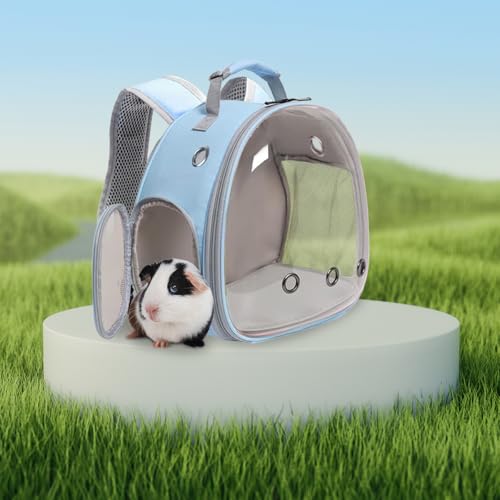 Guinea Pig Backpack, Space Capsule Bubble Window Small Animal Backpack for Guinea Pig, Bird Bunny Rabbit - color: Blue