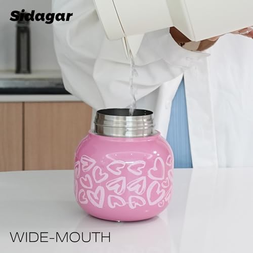 22 oz Tote Insulated Water Bottle with Handle, Leakproof, Heart | Cute design with durable 316L stainless steel, dual sip, keeps drinks hot or cold longer, travel and everyday hydration - color: Heart