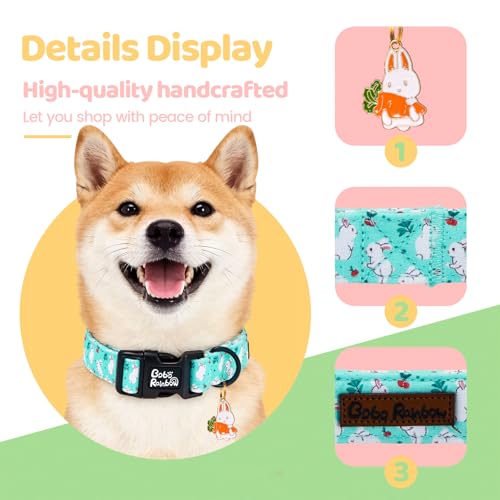 Dog Collars, Easter White Rabbit Print Blue Pet Collar Holiday Cute Durable Adjustable Pendant Gift Collar with Quick Release Plastic Buckle for X-Smal Dogs - color: Easter-White Rabbit, size: X-Small (Pack of 1)