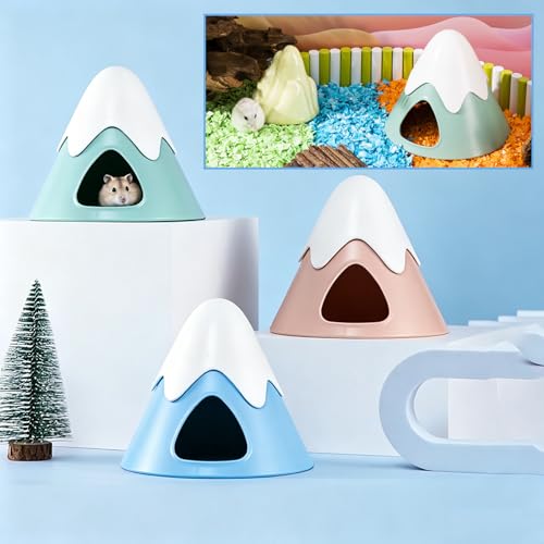 Hamster Hideout, Snowy Mountain Shape Hamster Hide House,Cute Small Animal Habitat Hideaway Hut for Syrian Hamsters, Mice, Gerbils, Rats (Blue) - color: Blue