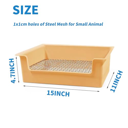 Litter Box Rabbit, Bunny Potty Pan, 1cm Steel Grate with Tray | 39 x 29 x 12 cm box with 1 cm steel mesh keeps paws above waste; removable tray lifts out for quick daily cleaning - color: Orange