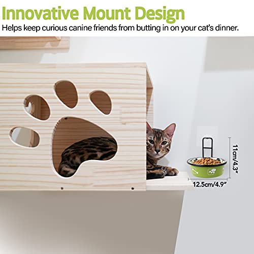 Torlam Elevated Pet Bowls, Wall Mounted Cat Food Dish, Raised Cat Food and Water Bowls, Stainless Steel Elevated Pet Bowls with Stand, Nonslip No Spill Pet Feeding Bowls (2 Packs) (Green) - color: Green