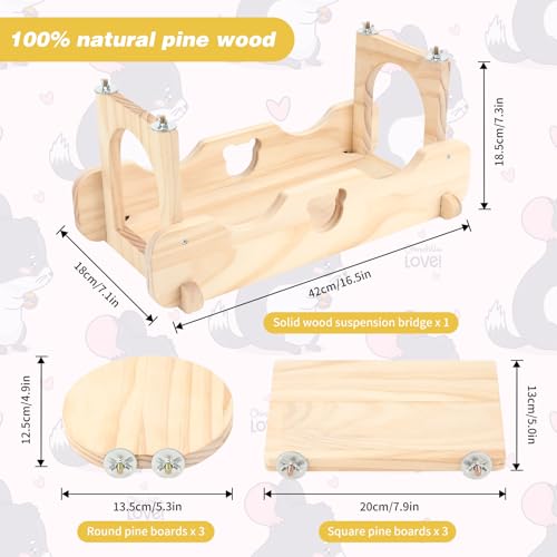 Rypet Wood Chinchilla Ledges and Platforms Set | Chinchilla Wooden Ledges, Pine Wood Cage Accessories, Hideout for Sugar Gliders Rats Squirrel