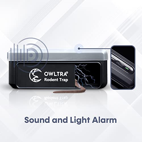 OWLTRA 1 Pack OW-7 in-/Outdoor Electric Rodent Trap, Instant Eliminate Rodent Zapper with Waterproof Cover, Sound & Light Alarm, and Batteries or USB Power Source, Waterproof Grade IPX4, Black - size: 1 Pack, style: Outdoor/Indoor Electric Rodent Trap