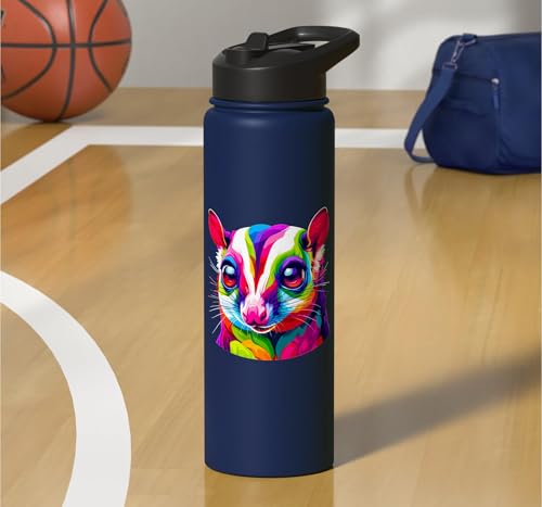 Colorful Pop Art Sugar Glider Sugar Gliders Stainless Steel Insulated Water Bottle - color: Navy Blue