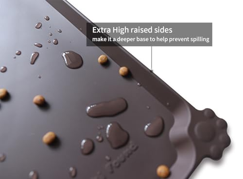 Hoki Found L Silicone Non Slip Pet Dog Cat Bowl Mats - Waterproof Dog Cat Food Mats - Dark Oak - color: Dark Oak, size: 22" x 14"