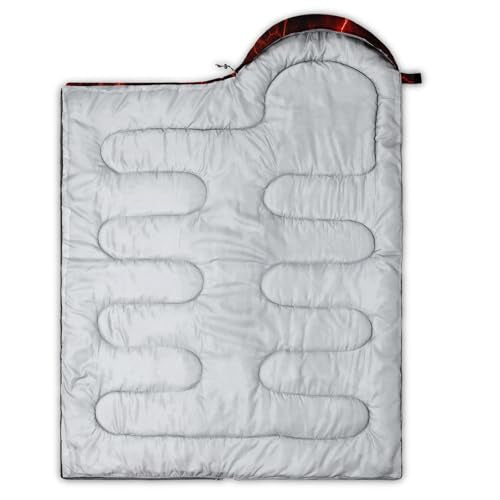 QOOMO Camping Sleeping Bags,3 Season Warm & Cool Weather,Lightweight,Waterproof Sleeping Bags for Adults & Kids,Traveling,and Outdoors,Camping Gear Equipment - color: Red Lighting 3