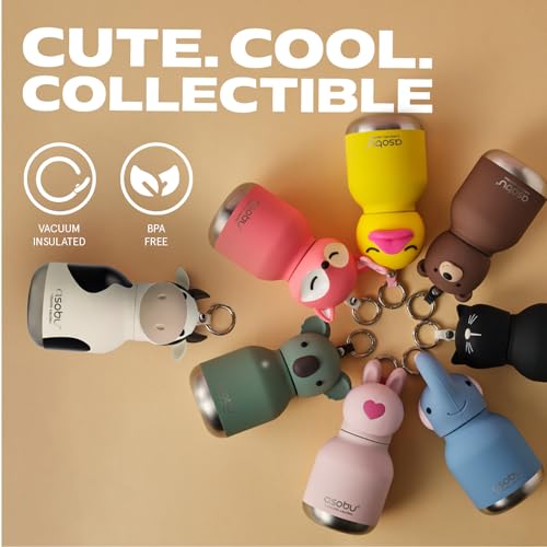asobu Mini Bestie Water Bottle, Cute Collectible Character, Stainless Steel | 6.7 oz, Leak Proof Seal, Spill Resistant, BPA Free Materials, Dishwasher Safe, Reusable Straw Included, Great Gift Idea - color: MINI TOLANI THE ELEPHANT