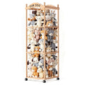 Stuffed Animal Storage Zoo Tower, Large Capacity Wooden Stuffed Animal Holder with Wheels, Space-Saving Toy Storage Organizer, Stuffy Plushies Storage for Nursery, Playroom & Bedroom