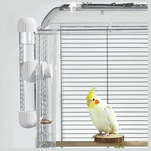 9.4 Fl Oz No Mess Bird Water Dispenser, Sipper Bottle | 9.4oz/280ml capacity easy view & simple mount Clear Cage Water Drinker for Parakeets Cockatiels Budgies Finch Lovebirds - color: White, size: 9.4 fl oz (280ml)