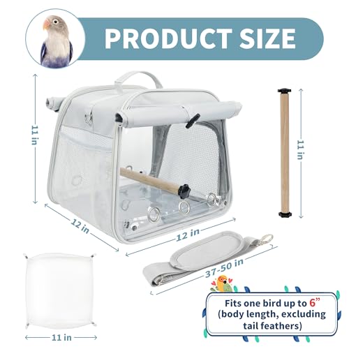 Small Bird Carrier Bag, Portable Travel Parrot Parakeet Carrier Cage with Perch and Easy Clean Tray, Lightweight Bird Backpack for Vet Visit Shopping and Outdoor Adventure - size: 12.0"L x 12.0"W x 11.0"H