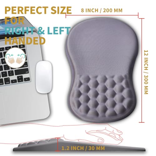 Hokafenle Ergonomic Mouse Pad Wrist Support with Massage Design, Wrist Rest Pain Relief Mousepad with Memory Foam&Non-Slip PU Base, Mouse Pads for Wireless Mouse & Desk (12x8 inch,Light Purple Gray) - color: HK014-Light Purple Gray