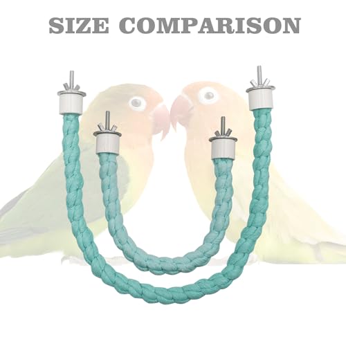 U Shape Bird Parrot Perch Stand Toy, Cotton Bendable Parakeet Standing Climbing Rope Toy, Cage Accessory for Small Birds Parakeet Budgies Cockatiels Lovebirds (15"/38 cm) - size: 15"/38 CM