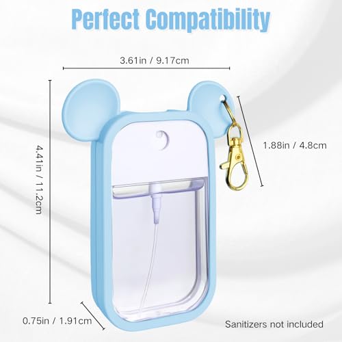 Mouse Design Silicone Case Compatible with Touchland Hand Sanitizer Spray 1 fl oz, Silicone Protective Case Holder with Keychain for Power Mist and Glow Mist, Blue - color: Blue