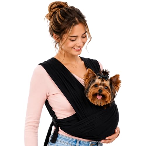 Race&Herd Yorkie Pet Carrier — Dog Sling Carrier for Small Dogs (Onyx) | Puppy Sling Carrier 5-10 lbs, Hands-Free Front Chest Pouch with Adjustable Strap for Walks & Vet Trips