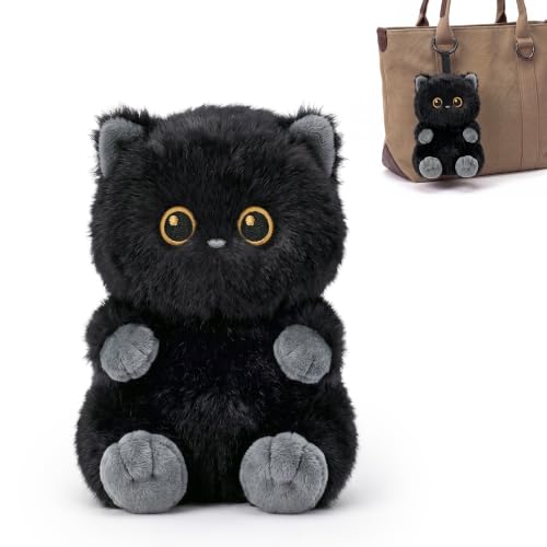 PEACH CAT Black Cat Stuffed Animal Cute Plush Keychain for Backpack Small Plush Pendant Toys Bag Charms Gifts for Kids & Adults - style: Black Cat