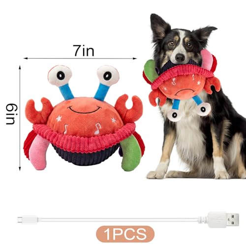 BABORUI Interactive Dog Toys Crab, Jumping Squeaky Dog Toys with Recording and Music Modes, Rechargeable Moving Dog Chew Toys for Small/Medium/Large Dogs to Keep Them Busy(Crab) - color: Crab