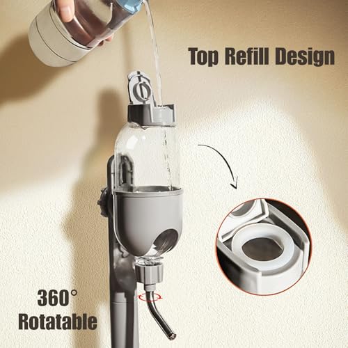 Automatic Pet Food Water Dispenser, Auto Gravity Pet Feeder Water Bottle Set for Crate Cage for Puppy Cat Rabbit Guinea Pigs Chinchilla Ferret Hedgehog (Grey) - color: Grey