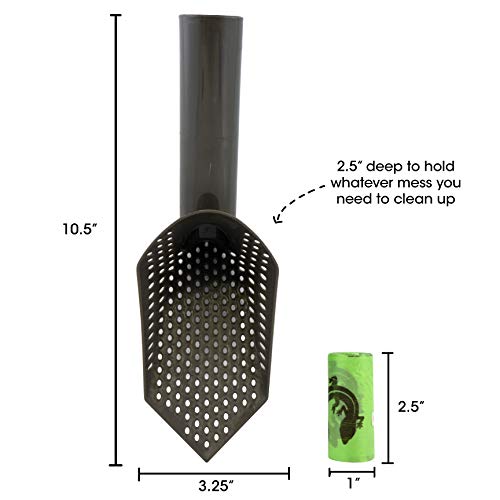 Cold Life Super Scoop Sifter Terrarium Bedding Substrate and Small Pet Cage Cleaner Shovel with 10 ct Poop Bags