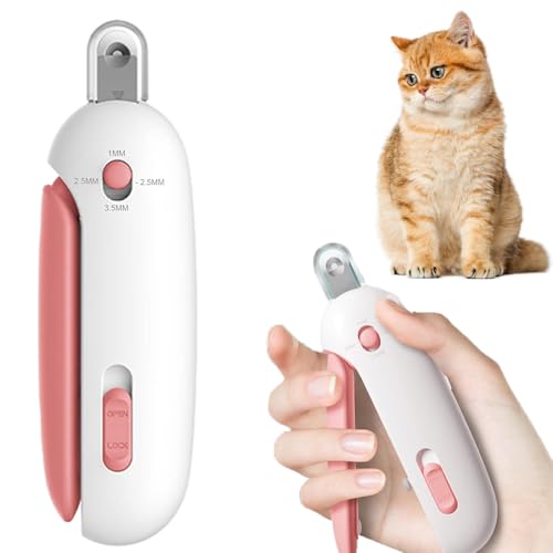 Clipper Cat Nail with Adjustable 3-Size Trimming Hole & Hidden Nail File Safe No-Mess Trimmer with Adjustable Round Hole (1–3.5 mm) for Kittens, Cats & Small Pets | Easy Home Grooming (Pink) - color: Pink