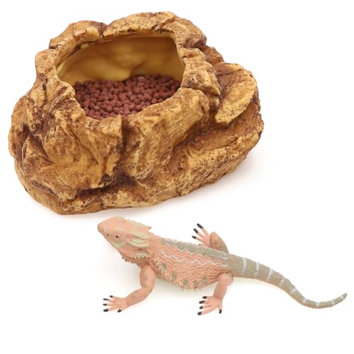 AQUA KT Reptile Food Mealworm Feeding Bowl Corn Snake Water Dish Anti Escape for Lizard Bearded Dragon Chameleon Leopard Gecko Terrarium Feeder