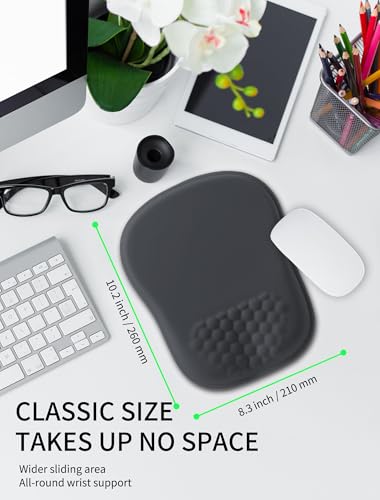 Hokafenle Ergonomic Wrist-Hugging Mouse Pad Wrist Support, U-Shaped Holding Wrist Rest Mousepad for Carpal Tunnel Pain Relief with Cushioned Memory Foam Slope Massage Bulge (10.2x8.3 in,Dark Grey) - color: Dark Grey