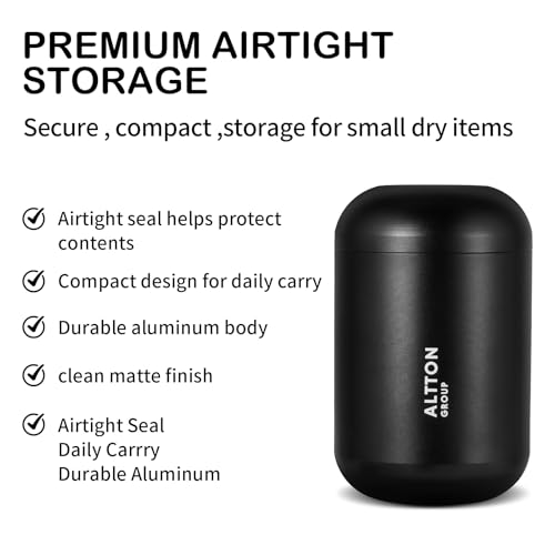 Altton Airtight Aluminum Storage Jar – Pocket Travel Tin for Herbs & Spices | AIRTIGHT SEAL: Screw-top lid keeps herbs, spices, tea and coffee fresh, dry and full of aroma anywhere you store them.