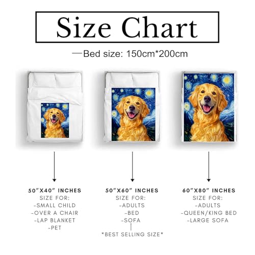 Cute Golden Retriever Dog Blanket Soft Cozy Flannel Starry Night Throw Blanket for Women Adults Kids - Warm Yet Lightweight Blankets for Travel, Bed, Couch, Fuzzy Outdoor Comfort Wrap 60"×50" - color: Dog01, size: 60x50 Inch