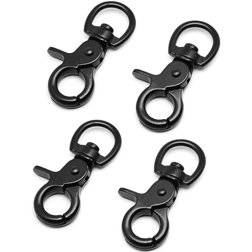 4 PCS Black Zinc Alloy Snap Hooks, Pet Cage Hook Belt Clip | Dog Leash Traction Hardware, Durable Replacement Fittings for Pet Collars and Walking Ropes