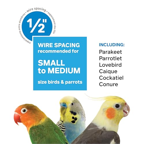 Prevue Pet Products Steel Bird Flight Cage with Wheels - Black, Large | Large Birdcage for Parakeets, Canaries, Finches, Cockatiels, Lovebirds, & Green Cheeks, Metal Standing Birdcage - color: Black