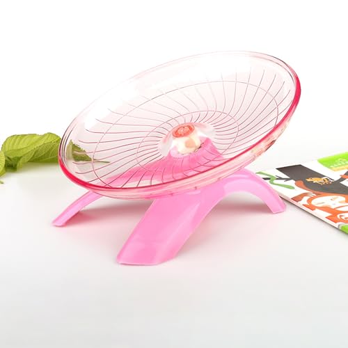 7" Small Animal Flying Saucer Running Wheel, Does not Produce Noise, for Hamsters, Hedgehogs, Guinea Pigs, and Other Small Animals to Ensure The Safety of Sports (Pink) - color: Pink