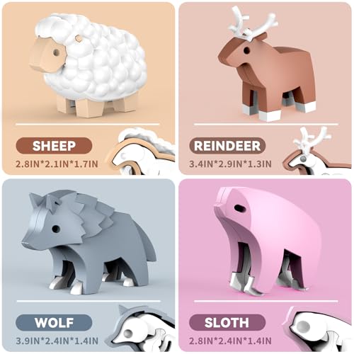 Magnetic Animal Building Toys, STEM Toddler Learning Toys 3D Puzzle Animals for Boys Girls, Educational Magnetic Travel Montessori Toy Sheep Wolf Reindeer Sloth,Unique Birthday Gift for Kids 3 4 5 6 7 - style: Forest Animals