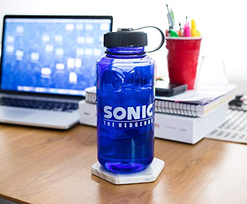 JUST FUNKY Sonic The Hedgehog Character Water Bottle | BPA-Free Large Plastic Water Jug With Screw Top Lid | Hydration For Outdoor Sports, Gym, Yoga | Holds 32 Ounces