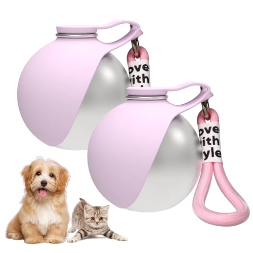 2 in 1 Portable Dog Water Bottle, 10oz Stainless Steel Leak Proof Pet Water Bottle with Foldable Silicone Bowl, Outdoor Travel Water Bottle for Dogs Walking Hiking Camping, 2 Pack Pink - color: 2PCS-Pink