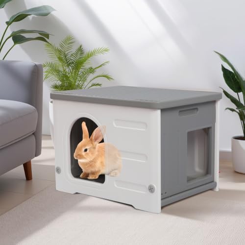 Plastic Rabbit Hutch for Indoor & Outdoor, Featuring Urine Barrier and Pull-Out Tray, Pet Habitat for Small Animals, Rabbit Cage Easy Cleaning and Assembly - size: 20.8“L*16” W*16“