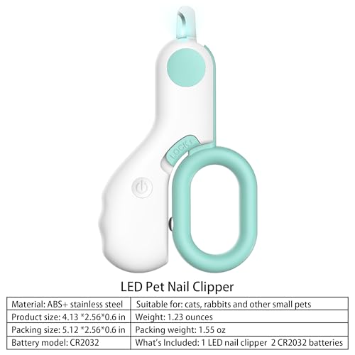 Pet nail clippers with LED Lights cat nail clippers for indoor cats nail trimmer clippers for small dog nail trimmers Cats rabbits nail clippers Bird Kittens (blue) - color: Blue
