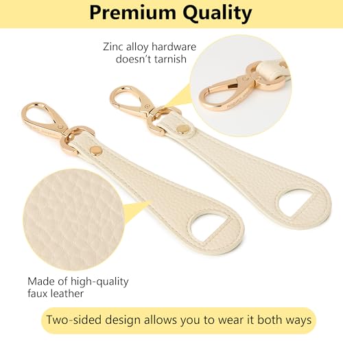 Hat Clip for Travel, Cap Holder Strap for Bags | Faux leather tab, zinc alloy clasp, fits baseball snapback and ponytail caps, mouse ear holder, hands free travel - color: Ivory