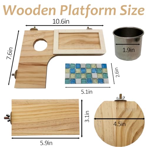 Wooden Hamster Cage Platform Set 9 Pack Wood Juvenile Chinchilla Shelves, Squirrel L-Shape Corner Ledge with Hole Cooling Standing Board, Rat Cage Accessories for Gerbil Small Animal Climbing - size: 9PCS